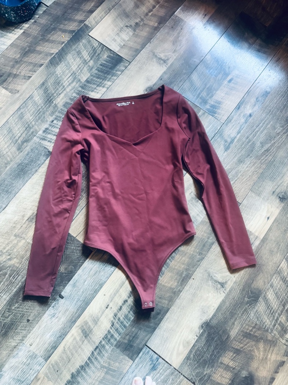 Abercrombie & Fitch Long Sleeve Burgundy Bodysuit